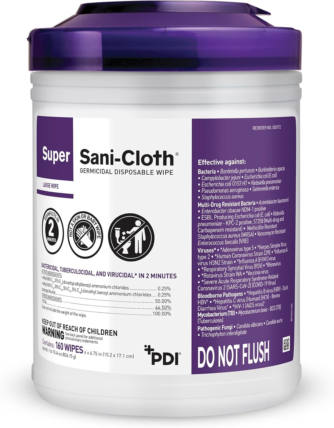 Container of Super Sani-Cloth germicidal disposable wipes
