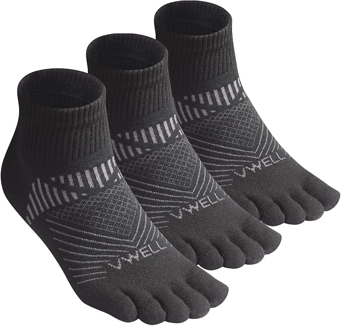 Three pairs of black Vwell toe socks